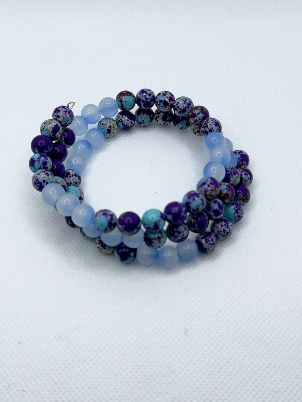 Handmade Gemstone Purple & Light Blue Beaded Wrap Bracelet